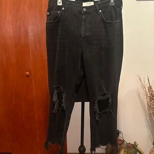 Free People Distressed Black Jeans